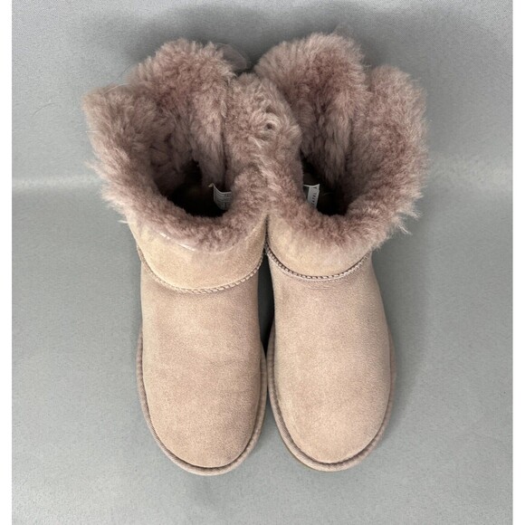 Womens Uggs Boots Bailey Bow Tulle Mini Dusk Pink Purple Sz 6 Fits 7 Suede Rare - Picture 12 of 16
